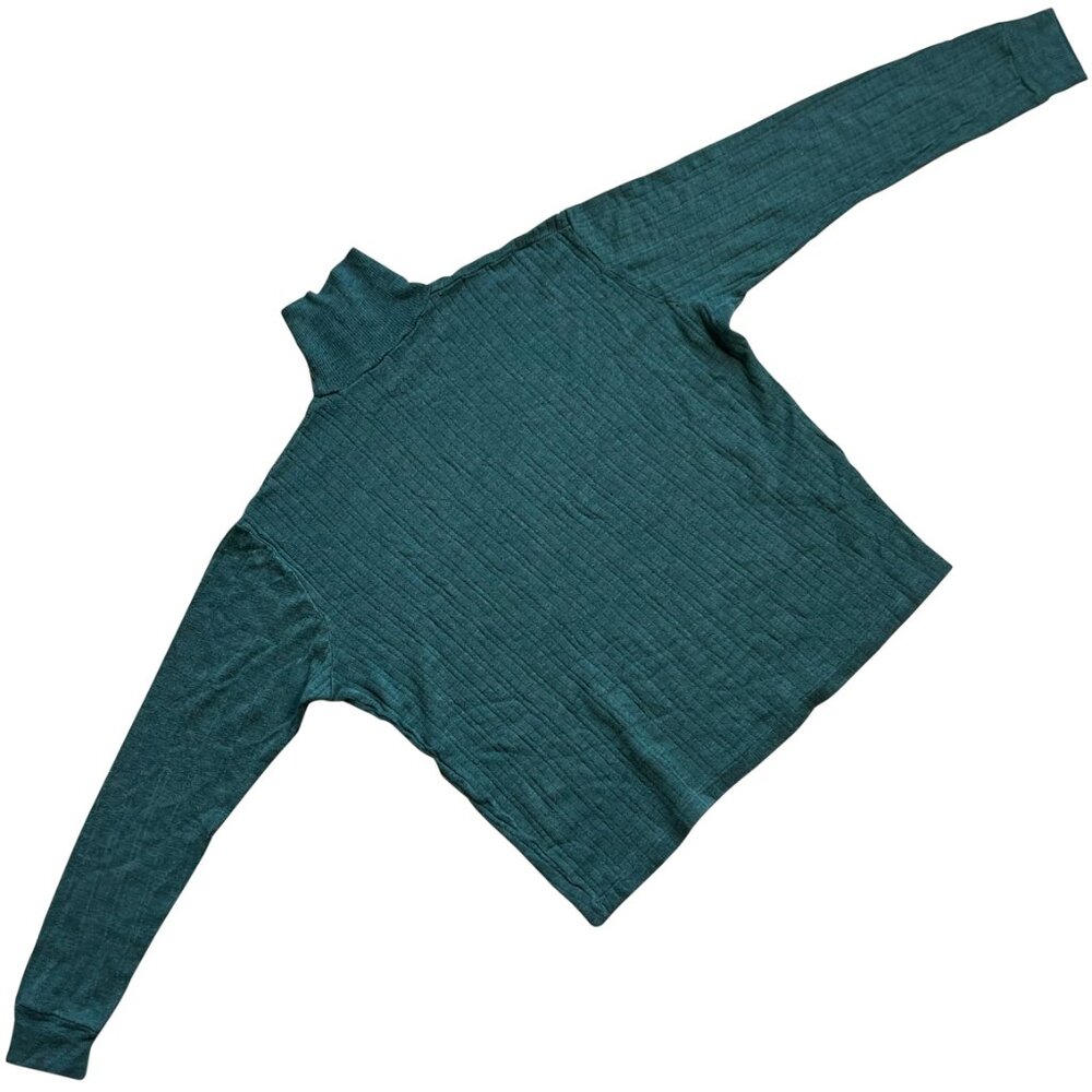 HUBER (Switzerland) Vintage Virgin Wool Rib Knit Turtleneck Sweater : L